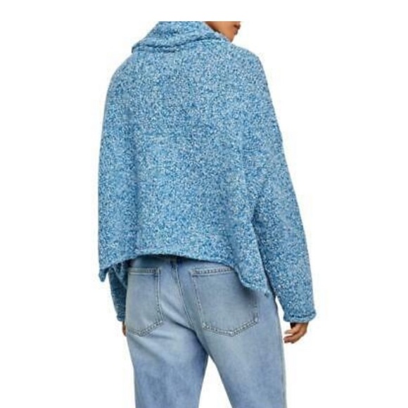 Free People Bff Cowl Neck Blue Marine Sweater Sz Small - Picture 3 of 13